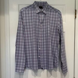 UNTUCKit Men's Plaid Button-Down Shirt - Blue and White